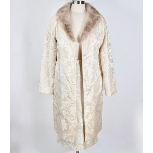 Y2K Dolce&Gabbana skirt suit jacket 42 US 6 Fall 1997 /8 brocade mink fur collar - Picture 1 of 13
